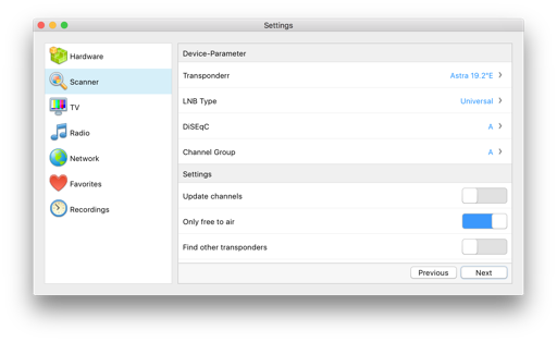 scanner options settings