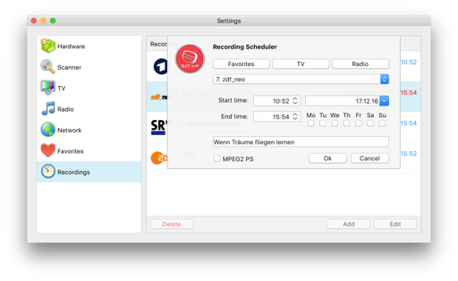 recorder settings editor